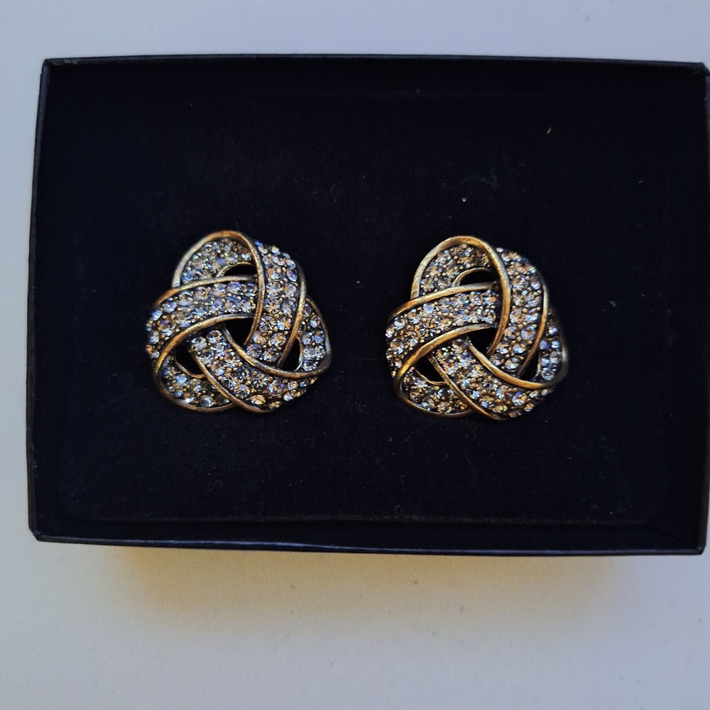 Heidi Daus Gold and Silver Crystal Knot Earrings